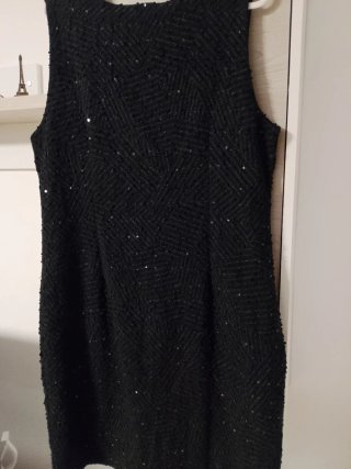 Vestido fiesta negro lentejuelas Talla 48