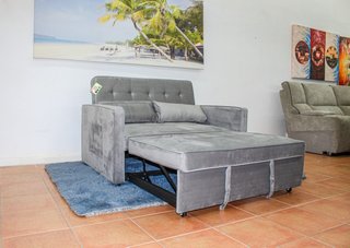Sofá Cama Gris de Tela