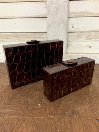 Set de 2 Cajitas Antiguas de Piel.Antiguas