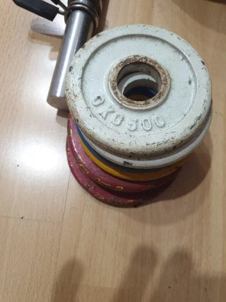 Lote de Discos de Fitness y mancuerna