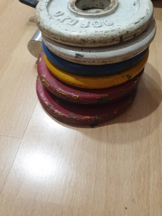 Lote de Discos de Fitness y mancuerna