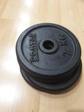 Lote de Discos de Fitness y mancuerna