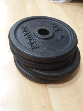 Lote de Discos de Fitness y mancuerna