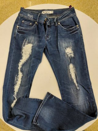 Jeans Thirtyfour strappati con paillettes