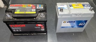 2 Baterías Coche: TUDOR 74Ah y VARTA 45Ah