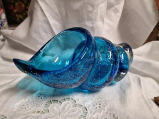 Conchiglia in Vetro di Murano Blu e Oro