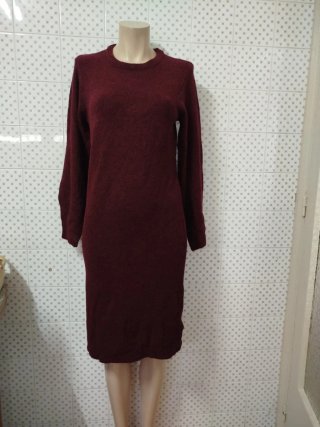 Vestido de punto burdeos talla s up fashion