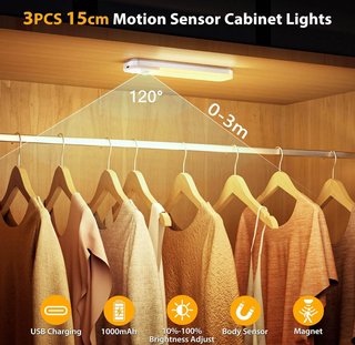 3 Luci LED 15cm USB Ricaricabili