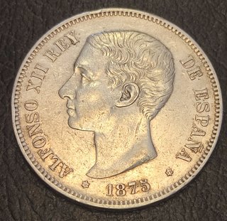 Moneda 5 Ptass 1875 VARIANTE