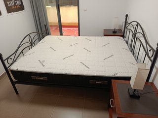 Cama Matrimonio Metal Negra + Colchón