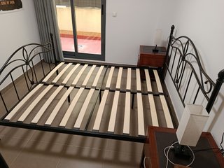 Cama Matrimonio Metal Negra + Colchón