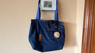 Bolso de tela vaquera, forrado con bolsillo