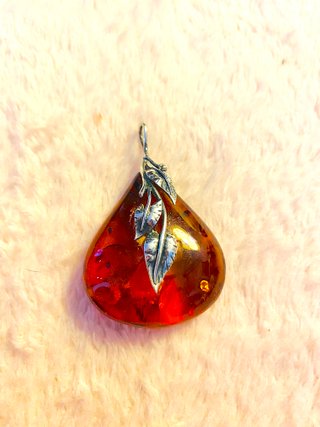 Colgante Hoja Art Nouveau Ámbar y Plata 925