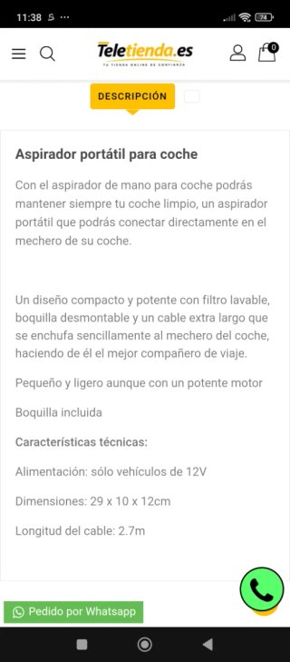 Aspirador Portátil para Coche