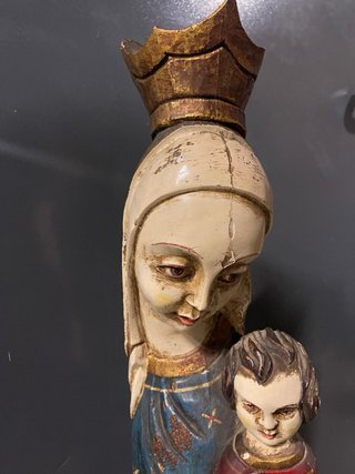 Escultura Virgen con Niño Jesús Antigua