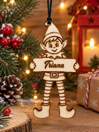 Adorno de Elfo Personalizado en Madera