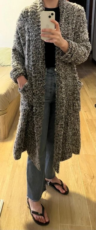 Jersey largo de punto gris lentejuelas Zara