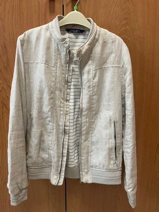 Cazadora Zara Man Lino Beige Talla S