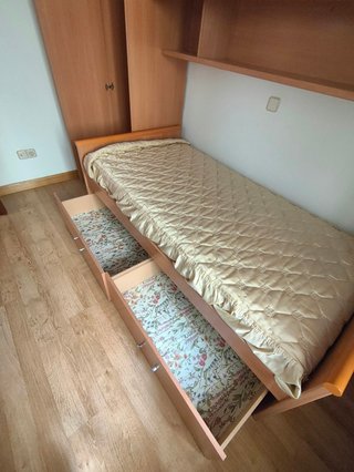 Cama individual con armario y colchón
