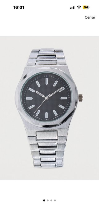 Reloj de Pulsera Plateado y Negro