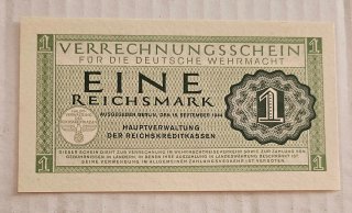 Billete 1 Reichsmark 1944 Wehrmacht,  Alemania.