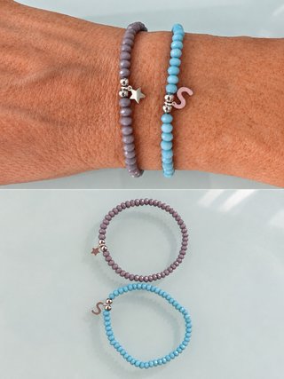Pulsera Plata Inicial y Estrella