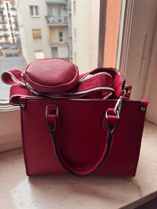 Borsa Tote Rossa con Tracolla e Pochette