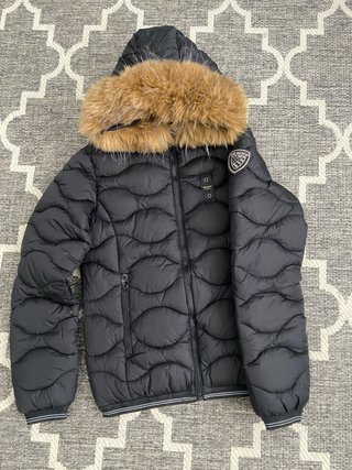 Blauer Piumino Nero con Pelliccia Donna