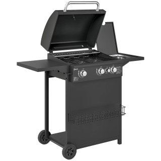 Barbecue a Gas con Bruciatori Indipendenti Nero