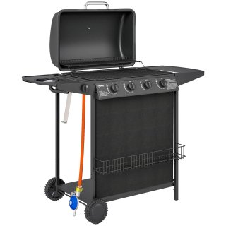 Barbecue a Gas 4+1 Bruciatori con Termometro Nero