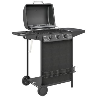 Barbecue a Gas 4 Bruciatori con Termometro Nero