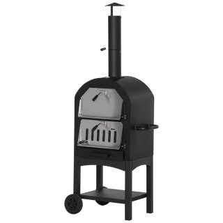 Forno Pizza Barbecue Carbone Portatile con Ruote