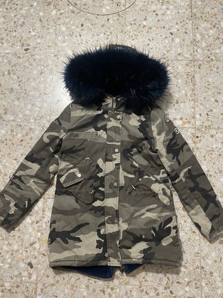 Chaqueta militar con capucha y pelo Talla M