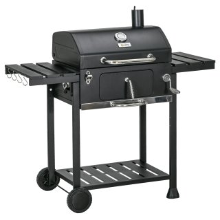 Barbecue a Carbone con Coperchio e Termometro Nero