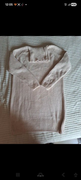 Vestido/jersey largo chenilla beige