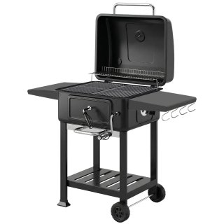 Barbecue a Carbone Griglia Smoker con Ruote Nero