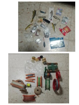 Lote de accesorios y aparejos de pesca