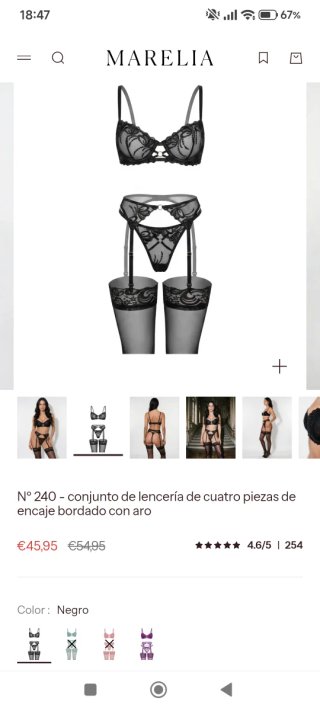Conjunto Lencería MARELIA 4 Piezas Negro