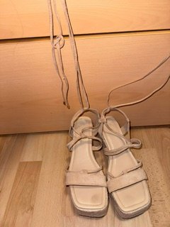 Sandalias esparto atadas beige 2 usos