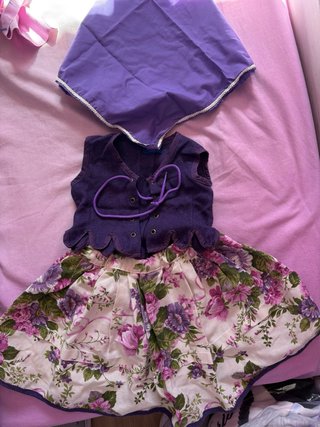 Traje Baturra 1-2 años Morado y flores