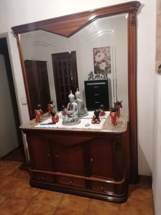 Espelho com Aparador de Madeira