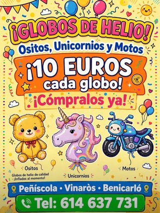 Globos de Helio: Ositos, Unicornios y Motos