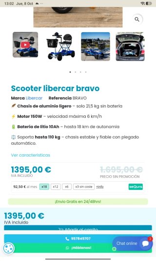 Scooter Eléctrico Plegable Azul