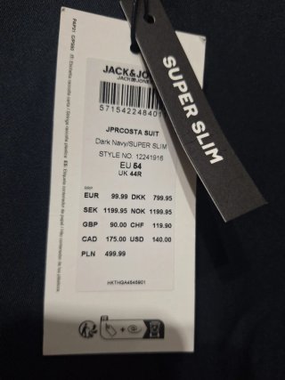 Traje de Caballero Jack & Jones Azul Talla 54