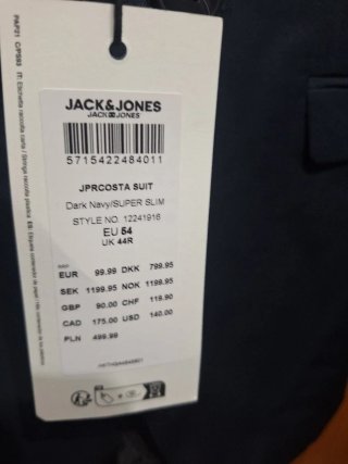 Traje de Caballero Jack & Jones Azul Talla 54