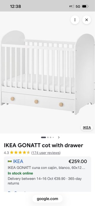 Cuna Convertible Ikea Gonatt Blanca