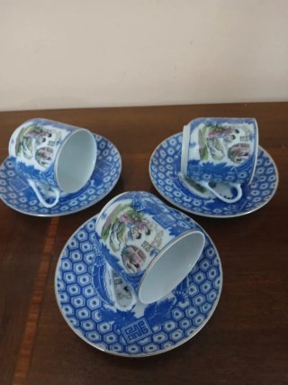 Set 3 Tazzine ePiattini  Giappone con  Litofania