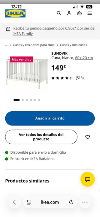 Cuna SUNDVIK IKEA Blanca 60x120 cm