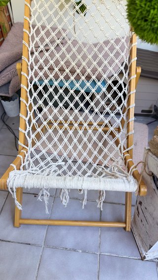 Tumbona de Madera con Asiento de Macramé 2 sillas