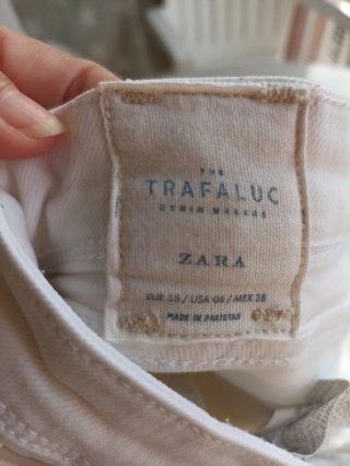 Pantalón Vaquero Blanco Zara Trafaluc Talla 38